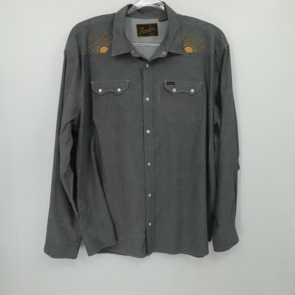 Howler Bros Shirt Mens Extra Large Gray Crosscut Gaucho Sunbeams Pearl Snap - Picture 1 of 14